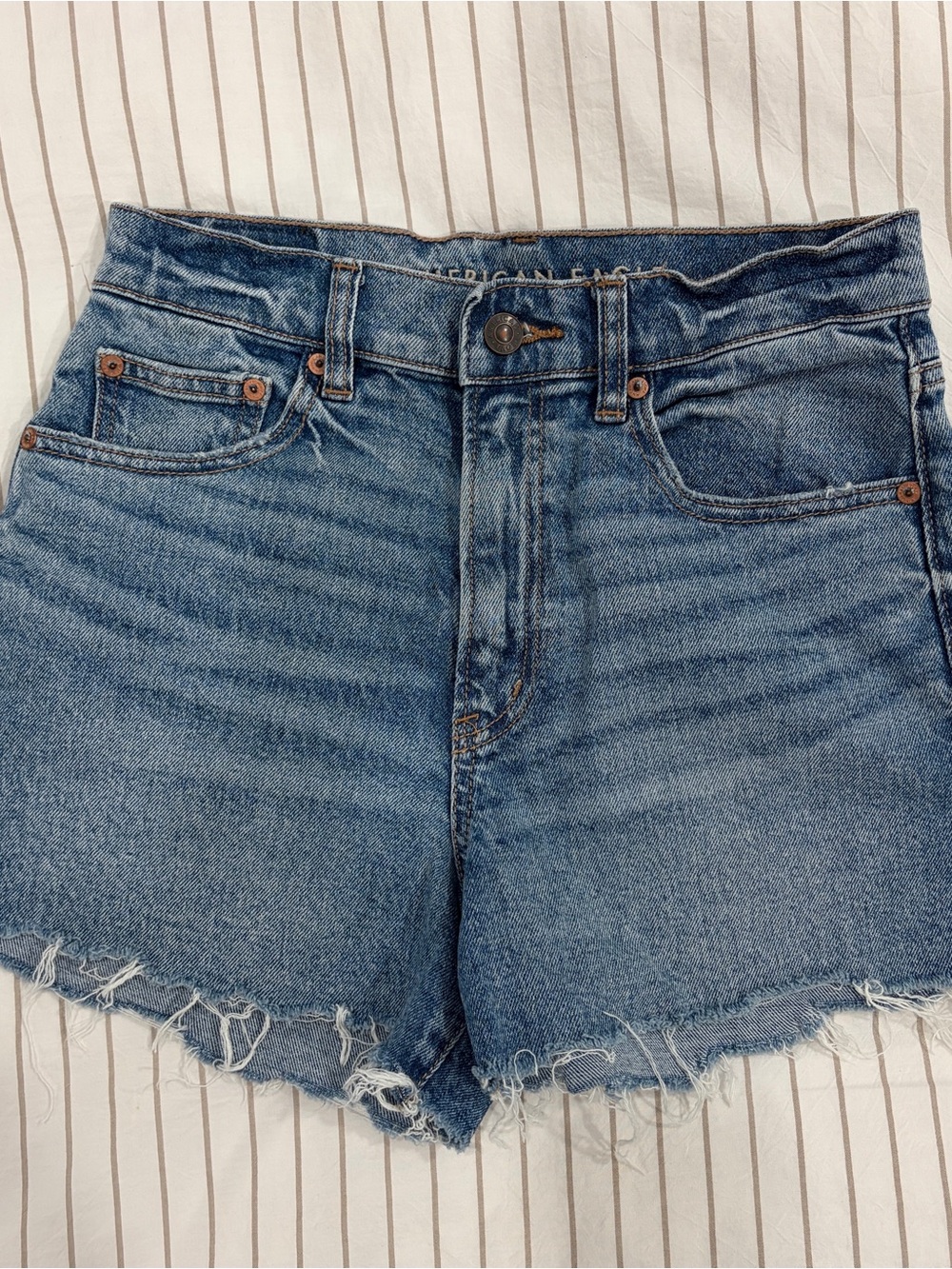 American Eagle Outfitters Light Blue Denim Frayed Hem Shorts - Women's
